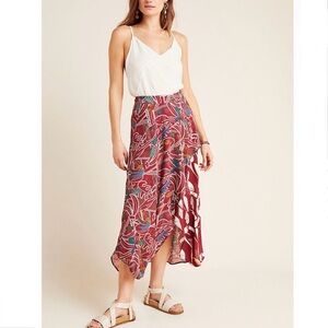 NWT Farm Rio Culebra toucan faux wrap midi skirt